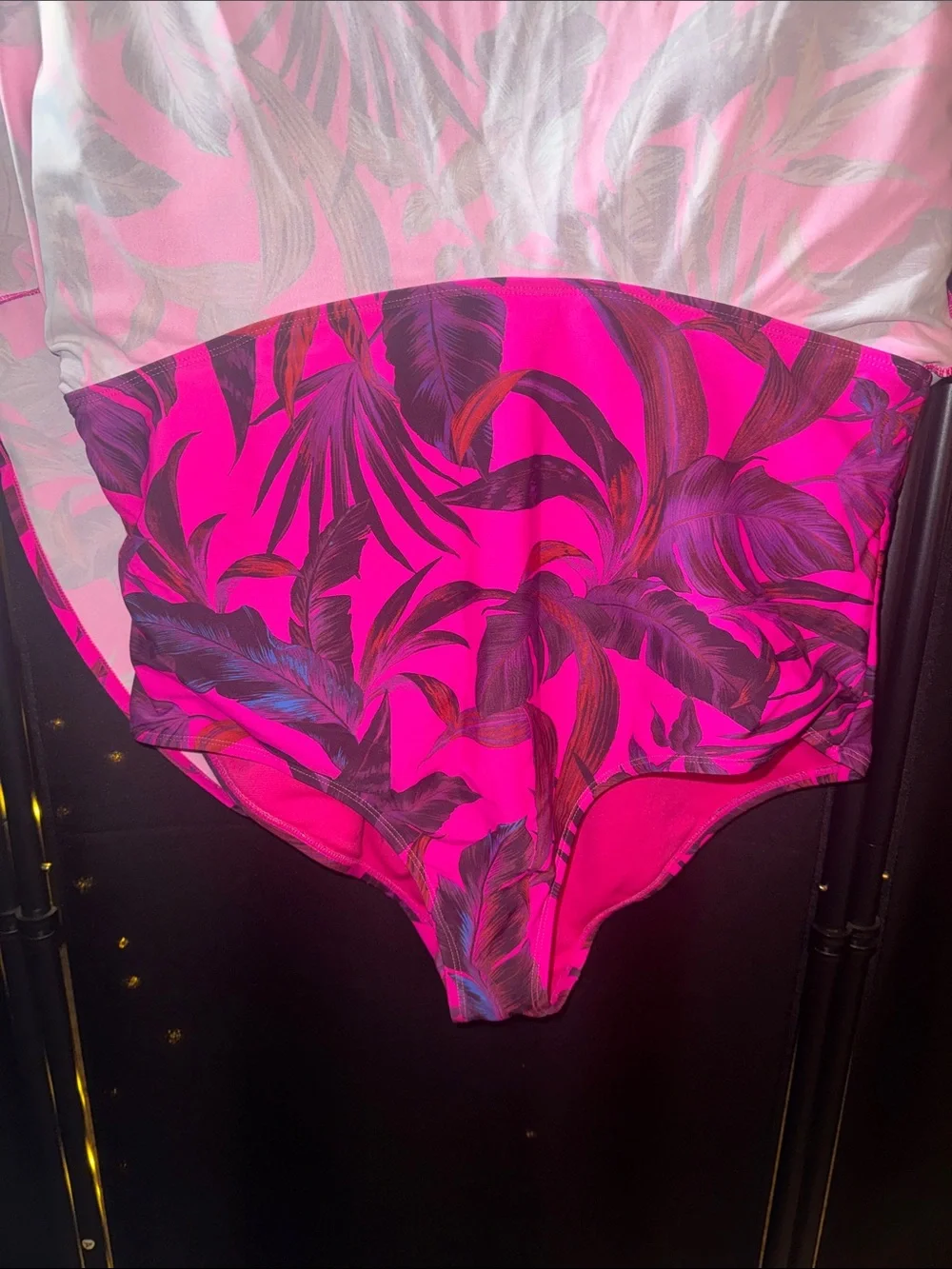 torrid Hot Pink & Dark Purple Tropical One-Piece Swimdress